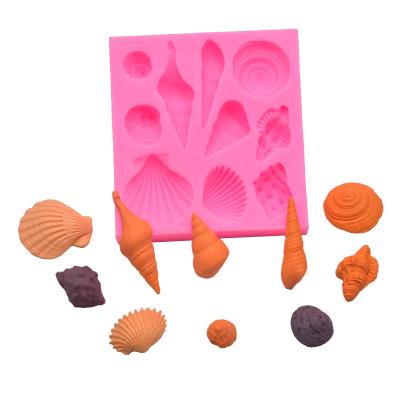 China Viable Cute Starfish Conch Sea Shell Silicone Mold DIY Cake Chocolate Mold Cake Decorating Tools for sale