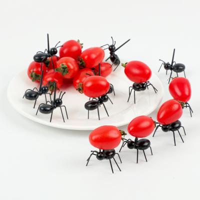 China 12 PCS Ant Food Viable Fruit Picks Decoration Ant Shape Forks Snack Cake Dessert Tableware For Home Kitchen Party Dinner Fruit Pick for sale