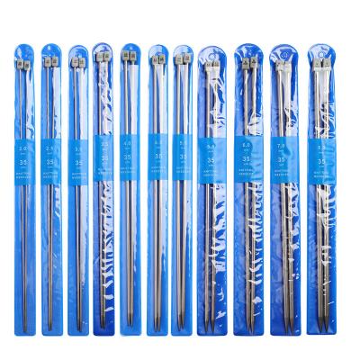 China 11 Pairs / Set 35cm Stainless Steel Straight Knitting Needles Set DIY Weave Tools Sewing Accessories Q3361C for sale