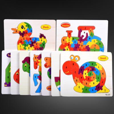 China Children Wooden Puzzle Animal 26 English Alphabet Puzzles Toy Cognitive Baby Educational Learning Wooden Toys Z2529U for sale