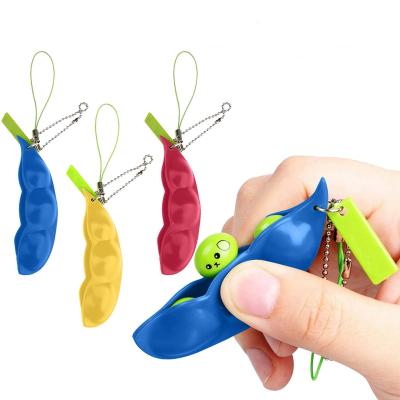 China TPR Squeeze Toy Edamame Beans Push Squishy Squeeze Peas Decompression Toys Key Chain Cute Relaxation Toy for sale