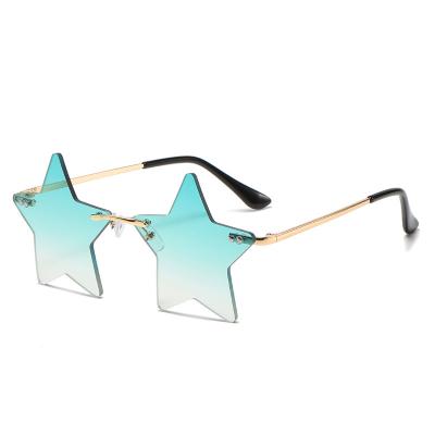 China European and American ocean funny five-star creative irregular piece fashion star rimless sunglasses for sale