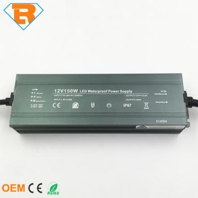 China Iron Super Slim 150W Waterproof IP67 Metal Shell Switching 120VAC to 24VDC Power Supply for LED Strips for sale