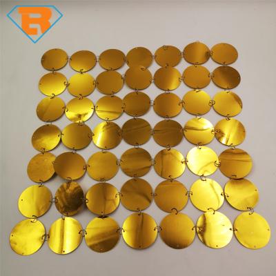 China PET Customized Size Color 50mm Gold Sequins Mesh Wall For Backdrop Wall Decoration Party Wedding Event Compaign Decoration for sale