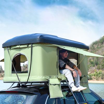 China Straight Bracing Type 2023 New Small Camping Trailer Best Camper Mini Caravan Off Road Trailer Roof Top Tent for sale