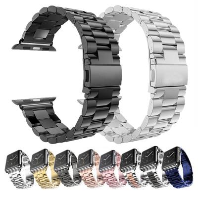 Chine Solid Stainless Steel Three Beads Wrist Strap Watch Band Stainless Steel Metal Strap Strap For Apple Watch All Series à vendre