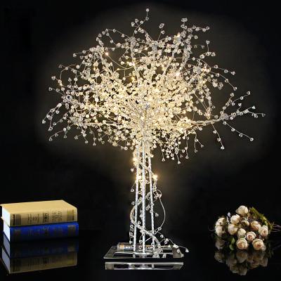 China Morden Handmade Silver Crystal Wedding Centerpiece Tree Wedding Candlestick Hotel Table with Lighting Crystal Tree for sale