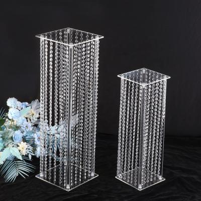 China Road Lead Stand Wedding Props Table Flower Stand Road Lead Luxury Acrylic Crystal Wedding Guide With Bead Curtain Wedding Centerpiece for sale