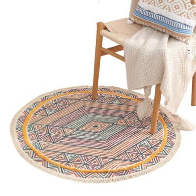 China Cotton Polyester Washable Tufted Printed Bohemian Area Rug For Living Room Indoor Home Decoration for sale