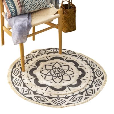 China Washable Tufted Printed Cotton Round Luxury Area Rug For Living Room Indoor Floor Home Decoration for sale