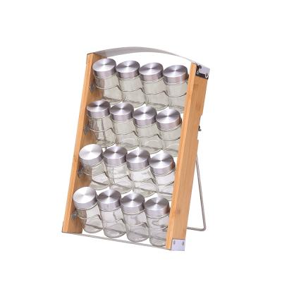 China New Arrival Bamboo Spice Rack Minimalist Bamboo Spice Rack Organizer 4 Tiers Shelves Kitchen Spice Rack With Jars for sale