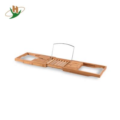 China Sustainable Luxury Bamboo Tub Caddy Wooden Shower Bath Tub Organizer Book Tablet Holder for sale