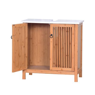 China Chinese Wooden Luxury Bathroom Furniture Cabinets Space Saver Bamboo Vanity Bathroom Sink Storage Cabinet for sale