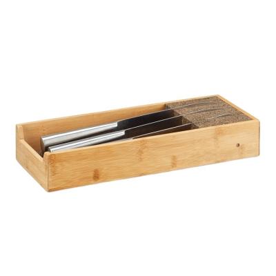 China Sustainable Knife Dock With Cork Divider Kitchen Knife Storage Drawer Bamboo Knife Block for sale