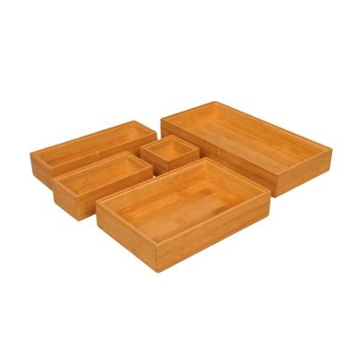 China Custom Bamboo Stackable Storage Box 5 Drawer Decorative Organizer Set for sale