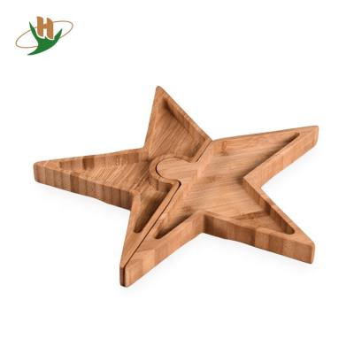 China Disposable Disposable Bamboo Puzzle Tray Plate Star Shaped Perfect for Appetizer and Snack Nuts for sale