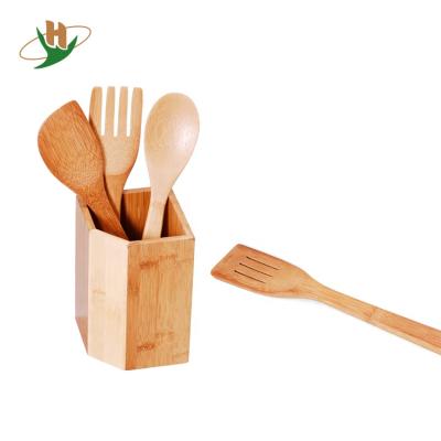 China LFGB Sustainable 100% Organic Wooden Bamboo Kitchen Utensil Holder Organizer Set of 5 for sale