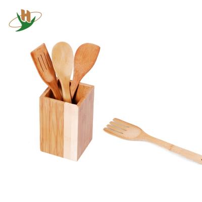 China Sustainable Eco - Friendly 4 Pieces Bamboo Kitchenware Organic Cookware Set With Rack for sale