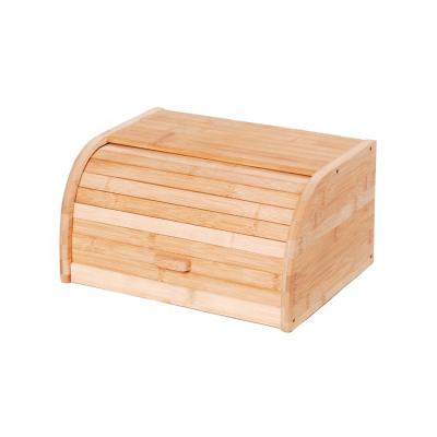 China Sustainable Non-Toxic Wooden Bamboo Rolltop Food Storage Bread Box for sale