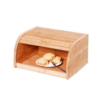 China Bread Food Organizer Large Capacity Rolltop Bamboo Bread Storage Box with Lid for sale