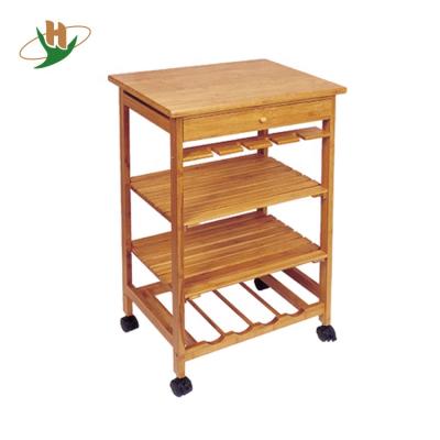 China Bamboo Serving Cart Eco - Friendly Outdoor Food Kitchen Cart With Drawer for sale