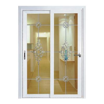 China Modern High Quality White PVC Bathroom Plastic Sliding Door for sale