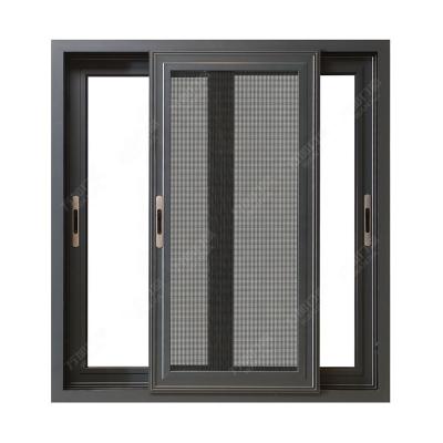 China Magnetic Soundproof Aluminum Screen WANJIA Windows Designs Double Glazed Aluminum Sliding Window for sale