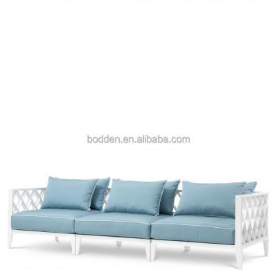 China Beautiful Modern Garden Furniture White Finish Frame And Plush Cushions Aluminum Sofa Patio Furniture for sale