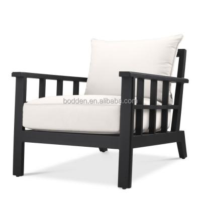 China Modern robust yet elegant handcrafted in black finish aluminum furniture outdoor chair for sale