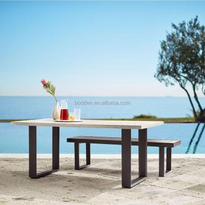 China Factory price modern outdoor furniture aluminum base with a powder-coated concrete outdoor dining table for sale