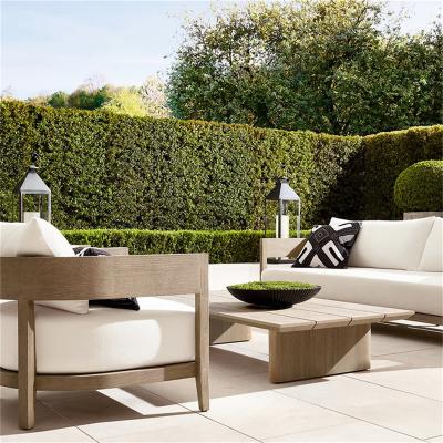 China Modern minimalist style solid wood frame with deep set teak cushion sofe outdoor furniture for sale