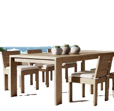 China Simply modern design 6 seater to sit outdoor furniture teak solid wood table and chair set for sale