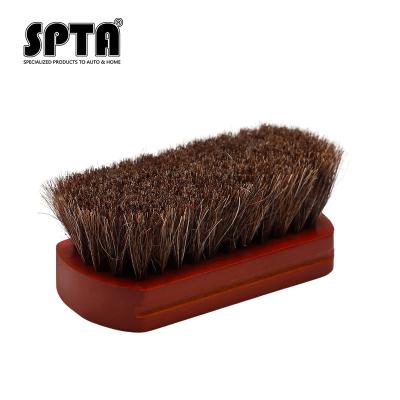 China Hand Use Wooden Handle Horsehair Bristle Brush For Auto Leather Cleaning for sale