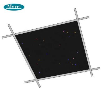 China Black Blue White Glitter Effect Polyester Particleboard Tiles Star Shooting Firework Fiber Optic Ceiling Panels for sale