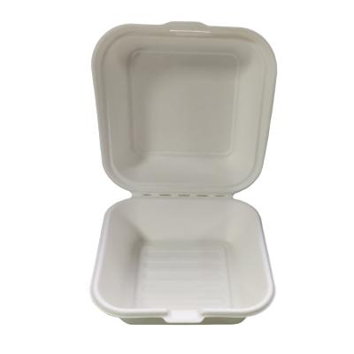 China Sustainable Disposable Biodegradable Bagasse Clamshell Natural Lunch Box for sale