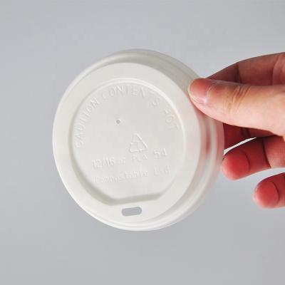 China 90mm PLA Renewable Disposable Biodegradable Paper Cup Lid For 12-16oz Cup for sale