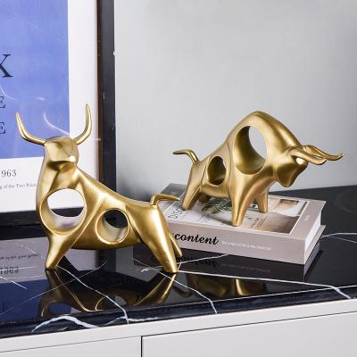 China Green Gold Cow TV Cabinet Nordic Creative Gift Europe Statue Animal Sculptures Resin Crafts Home Decor Luxury for sale