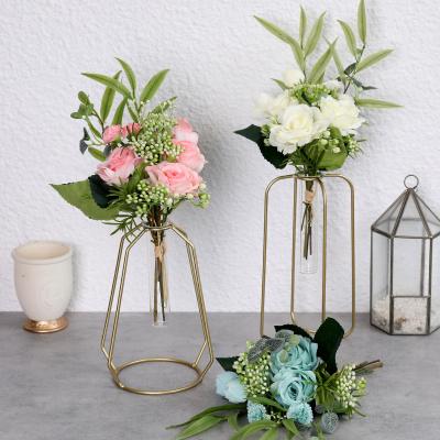 China Nordic High Quality Lifelike CIA Artificial Flowers Iron Flower Bouquets Wedding Home Decoration Silk Flowers for sale