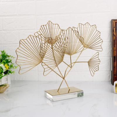 China Modern Nautical Creative Decoration Crafts Ornaments Statue Ginkgo Biloba For Office Living Room Bar for sale