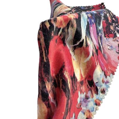 China Anti Pill Chinese Textile Floral Design Material Elastic Fabric For Clothing-dress Polyester Cotton Spandex Fabric for sale