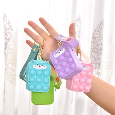 China Hot Selling Unicorn Popper Fidget Purse Amazon Macaron Color Fidget Purse Sensory Push Bubble Silicone Snap It Invent Purse for sale