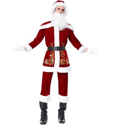 China Plus Size 7 PCS SET Adult Mens Christmas Costume Santa COS Apparel Santa Claus Costume for sale