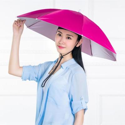 China Promotional Foldable Umbrella Long Radius 38cm x 8 Panels Steel Frame Fishing Head Umbrella Umbrella Hats for sale