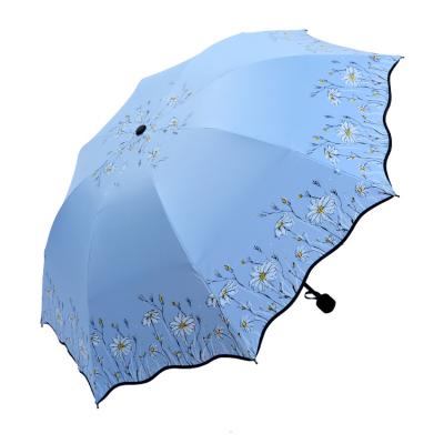 China High Quality Custom Printed Logo Three Folding Lady Women Long Umbrella Umbrella for sale