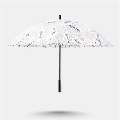 China Wholesale Factory Price 24k Newspaper Printing Umbrellas Long Handle Daily Windproof Umbrella for sale