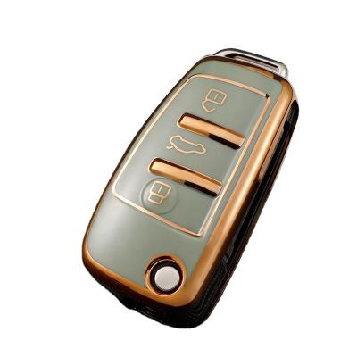 China Perfectly Fit 3 Buttons White Flip Car Key Case For Audi A3 A4 A6 A8 Q7 S6 TT Remote Key Shell Cover for sale