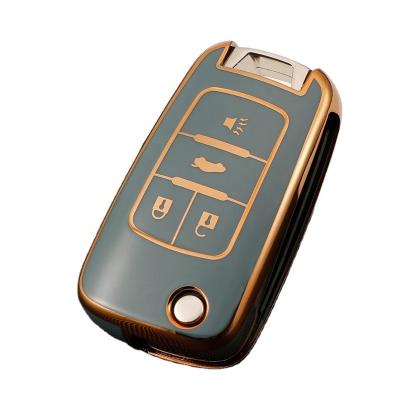 China Fit Perfectly TPU Car Key Protective Case Soft Plating Cover For Chevrolet Camaro Cruze Impala Equinox Flip Key FOB for sale