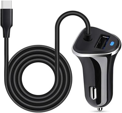 China Mobile Phone USB Type C Car Charger 3.4A Fast Charging Car Charger with 3ft Type C Cable for Smartphones for sale