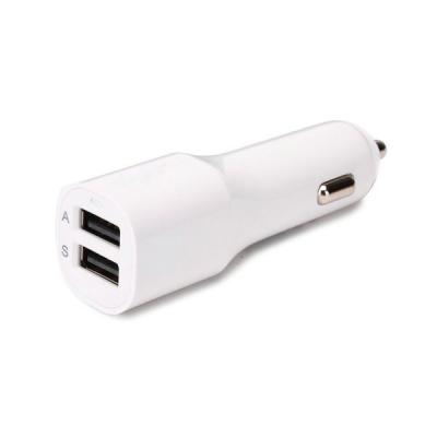 China Universal Left Hand Mobile Phone 24W 4.8A 2 Dual USB Car Charger With Smart Charging IC Technology White for sale