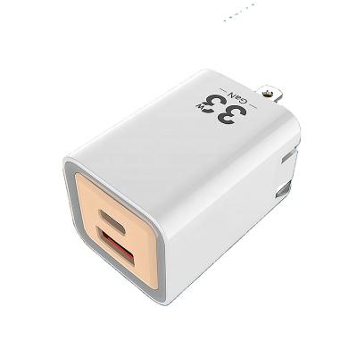 China Type-C Fast Dual Wall Mobile Phone Charger GaN Gallium Nitride 30W-33W USB Palladium QC3.0 Fast Charging Charger for sale